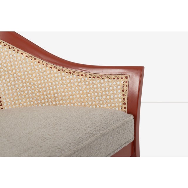 Harvey Probber Set of Four Occasional Chairs, Salmon Lacquer & Cane, 1960c For Sale - Image 13 of 17