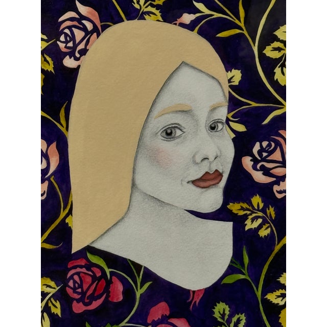 2020s Sofia Bonati Agnes Art Nouveau Watercolor, Framed For Sale - Image 5 of 12
