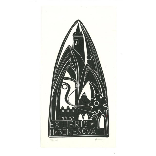 Ex Libris Besenova is an original Contemporary Artwork realized in the mid-20th Century. Original B/W woodcut print on...