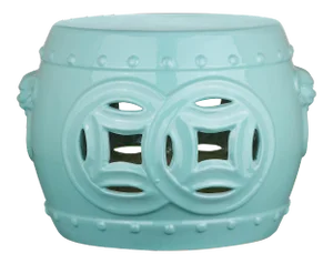 Double Coin Garden Stool in Light Blue