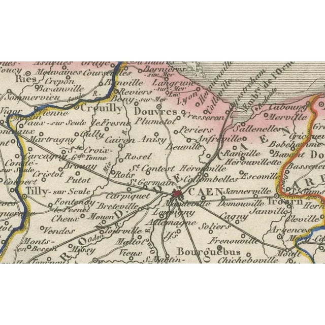 Map of calvados france with caen and cider-brandy region, 19th century : this finely engraved 19th-century map of the...
