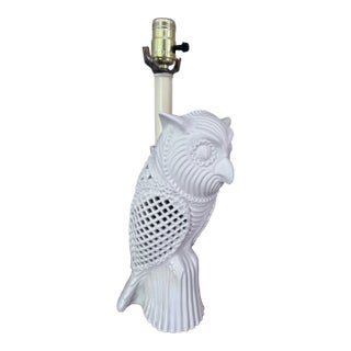 Mid 20th Century Italian Ceramic Blanc De Chine Owl Lamp For Sale