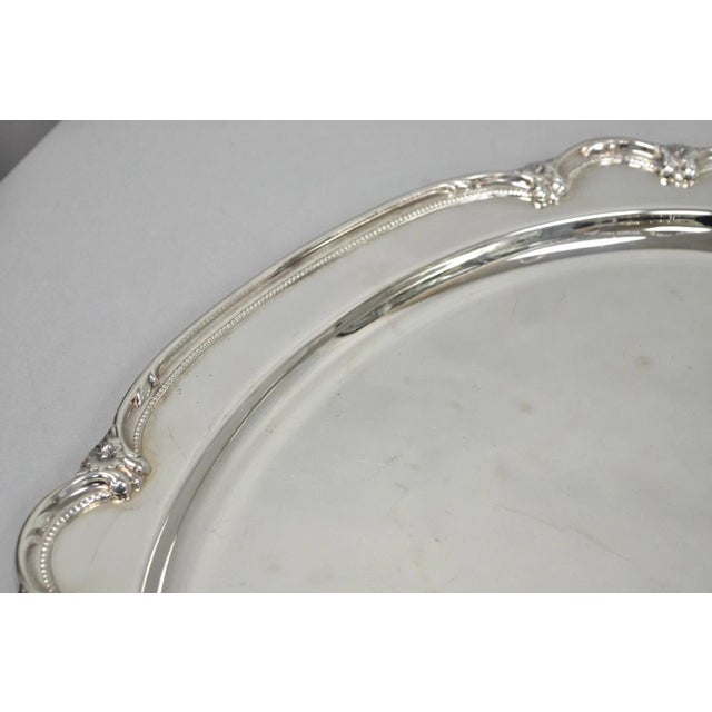 Vintage 1847 Rogers Bros "Remembrance" Oval Silver Plated Serving Platter Tray For Sale - Image 9 of 12