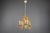Delicate pastel-painted flower chandelier with four lights and sculptural botanical details. A charming Hollywood Regency-...