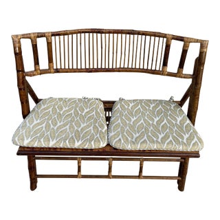1970s Vintage Tortoise Bamboo Folding Bench For Sale