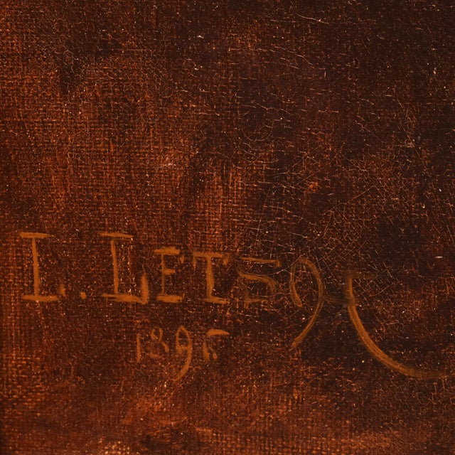 Louis Letsch, Portrait of Poodle, Oil on Canvas, 1896, Framed For Sale - Image 10 of 12