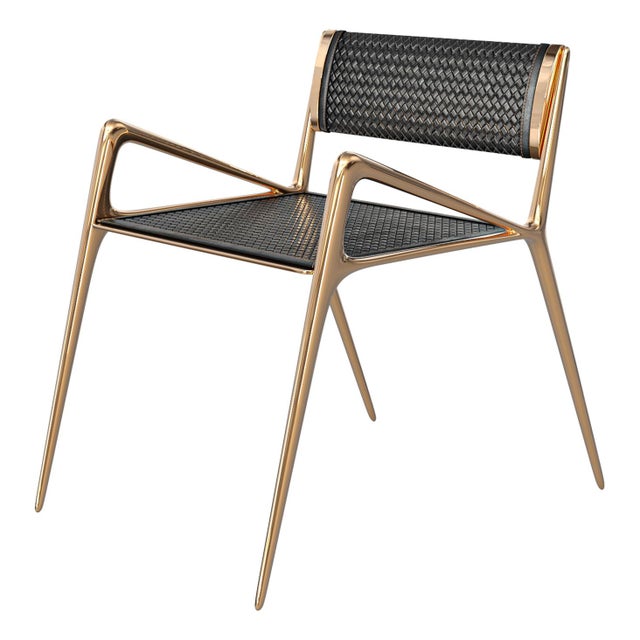 "Tmlss" Chair, With Bronze and Tailor Made Woven Leather For Sale In Los Angeles - Image 6 of 8