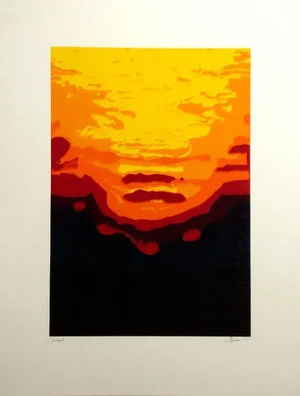 1978 "Sunset" Abstract Monotype by Kristin Gipson