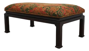 Crewlwork Upholstered Chippendale Ottoman Bench