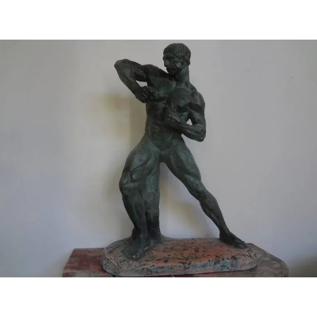Period French Art Deco Terracotta Sculpture, Signed Bargas This fabulous French Art Deco patinated terra cotta sculpture...