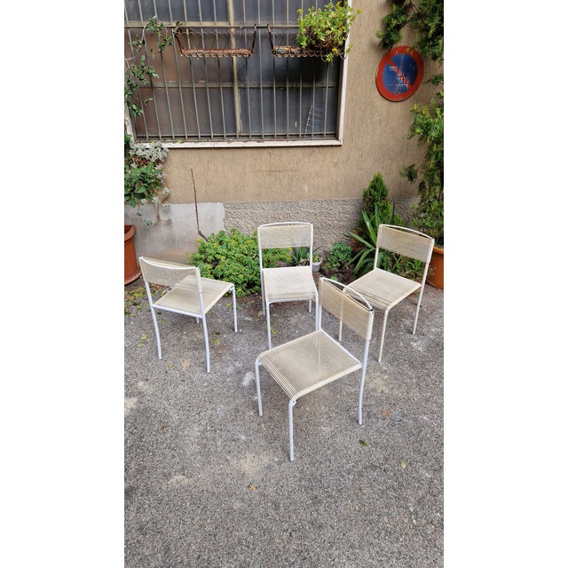 Ivory Spaghetti Chairs in Metal and PVC by Giandomenico Belotti for Alias, 1980s, Set of 4 For Sale - Image 8 of 14