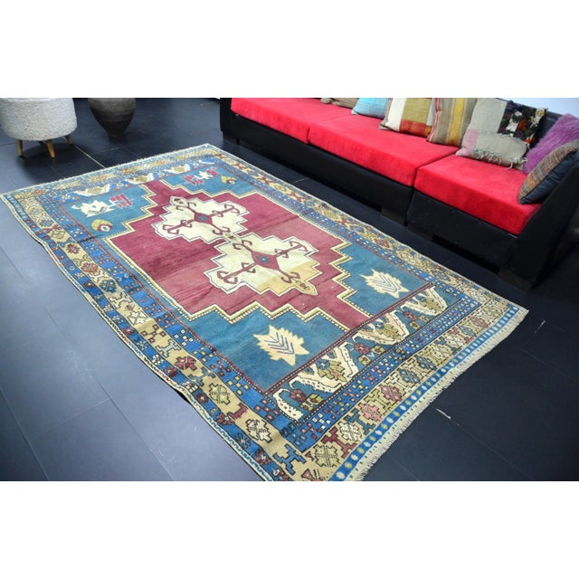 1960s Traditional Turkish Wool Rug For Sale - Image 4 of 11