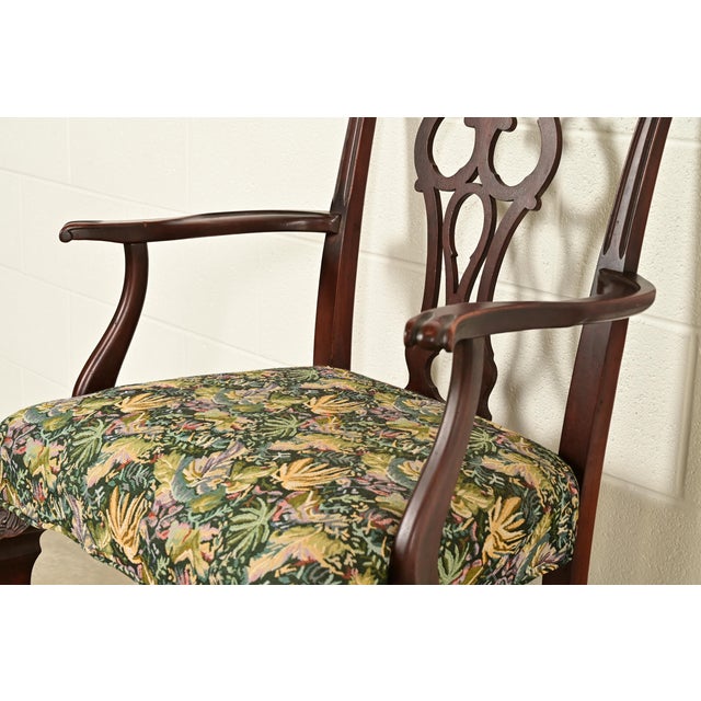 Romweber Antique Chippendale Carved Mahogany Armchairs, Pair For Sale - Image 9 of 13