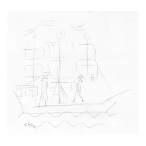 1930s Helen Malta Sailing Ship Drawing