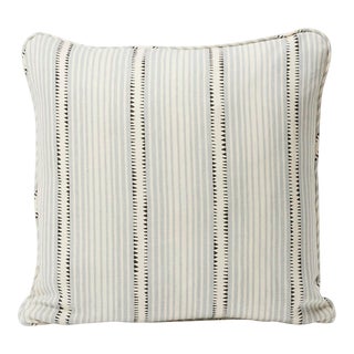 Schumacher Double-Sided Pillow in Moncorvo Stripe Linen Print For Sale
