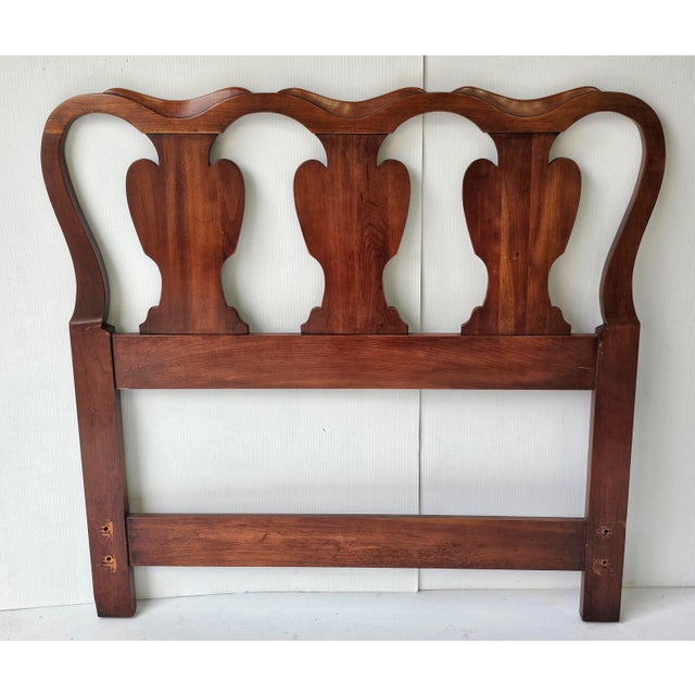 Mid-Century Oldtowne Solid Cherry Georgian Style Twin Size Headboard. Its dimensions are approximately 41 inches wide x...