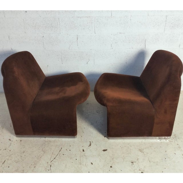 Metal Velvet Alky Lounge Chairs by G.Piretti for A.Castelli, 1970s, Set of 2 For Sale - Image 7 of 16