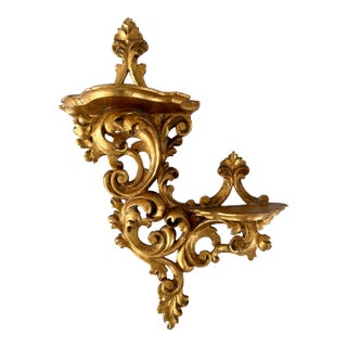 Italian Florentine Double Shelf Wall Bracket For Sale