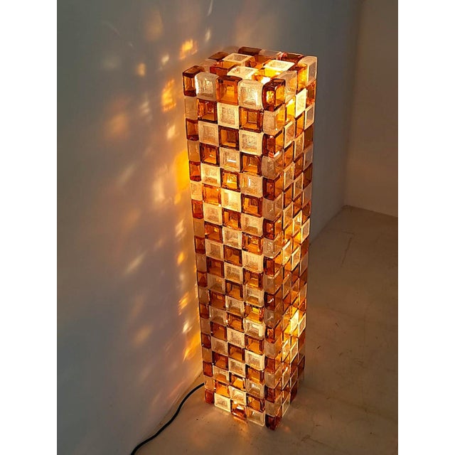 Floor Lamp in Amber and Crystal Pulegoso Glass by Poliarte, Italy, 1970s For Sale - Image 14 of 14