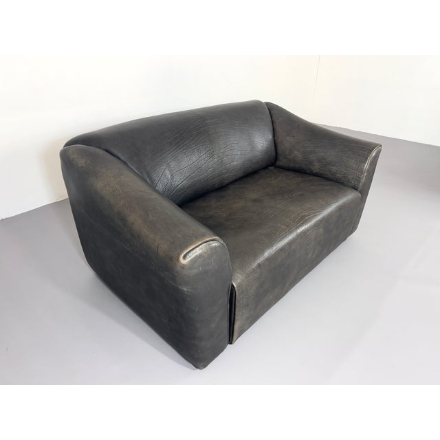 DS 47 Buffalo Leather Grey Sofa Two-Seater from De Sede, 1980s For Sale - Image 10 of 14