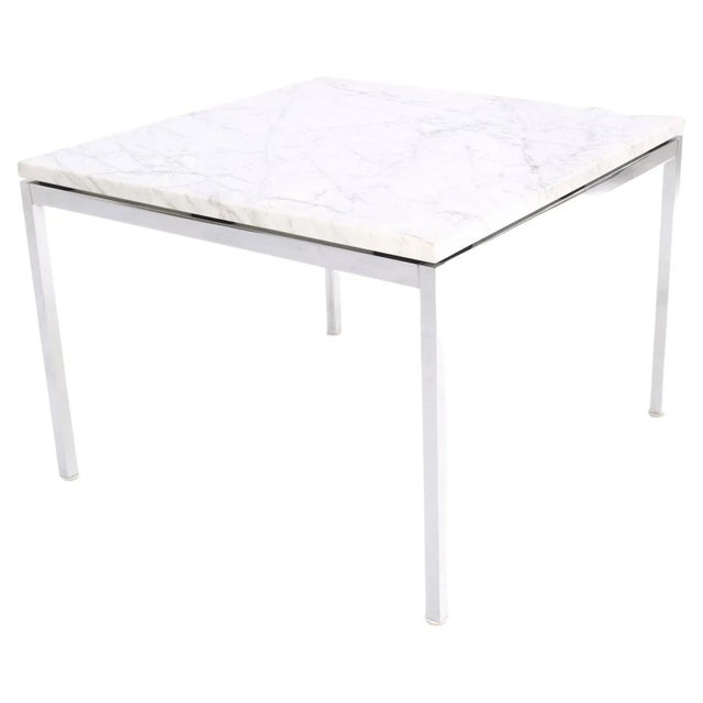 Florence Knoll Square Marble Top Solid Chrome Base Side End Coffee Center Table For Sale - Image 13 of 13