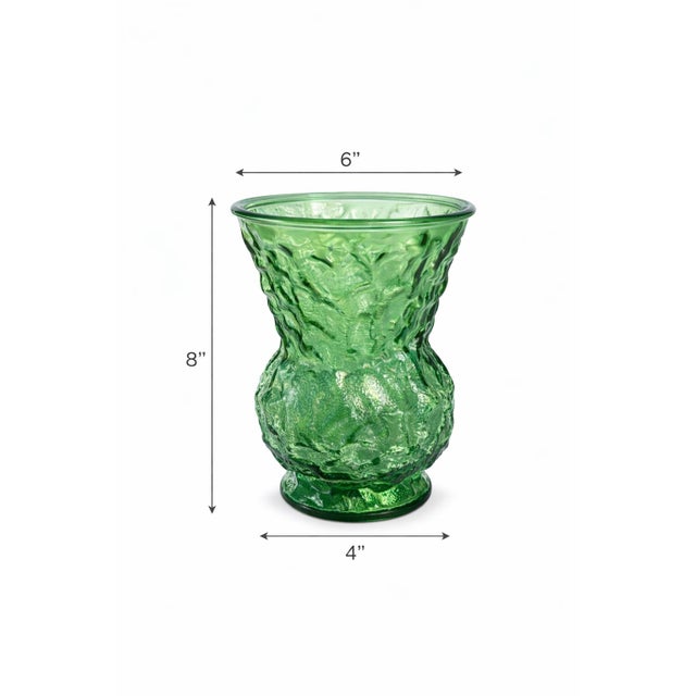 Mid-Century Modern Vintage Cleveland Art Glass Textured Green Vase– Mid-Century Brutalist Style – 8” For Sale - Image 3 of 5