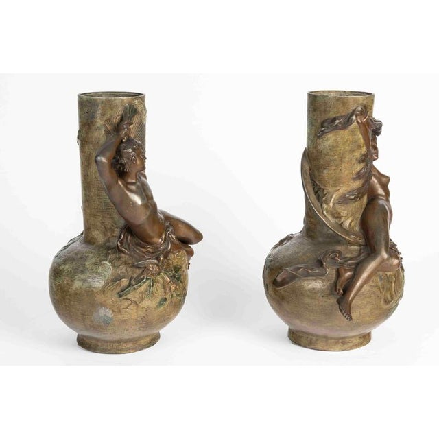 Napoleon III Regule Vases by L. Moreau, 1800s, Set of 2 For Sale - Image 3 of 11