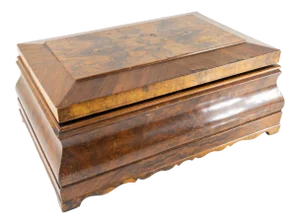 American Empire Walnut Burl Veneer Writing Stationary Box