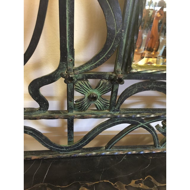 Antique French Art Nouveau (Circa 1895-1910)Wrought Iron Hall Console With Mirror Attributed to Edgar Brandt For Sale - Image 10 of 12