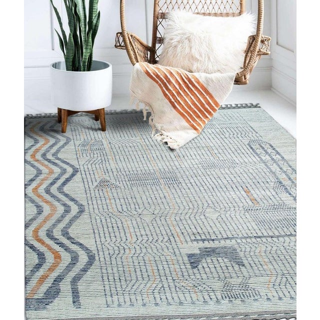 6x9 Ivory Hand-Knotted Wool Woven Cityscape Tribal Modern Carpet Rug For Sale In New York - Image 6 of 8