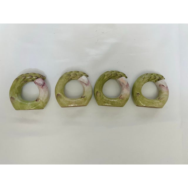 Vintage Ceramic Asparagus Napkin Rings – Set of 4 For Sale In Naples, FL - Image 6 of 7