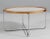 Hans J. Wegner tray table with frame of steel. Plate of black and white formica, oak sides with wenge handle. Model GE453,...