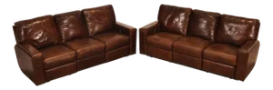 Soft Line Pair of 'Energia' Leather Power Reclining Sofas