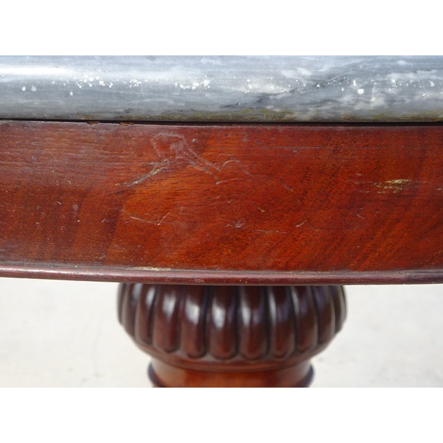 Restoration Pedestal Table with Rotating Marble Top For Sale - Image 12 of 18