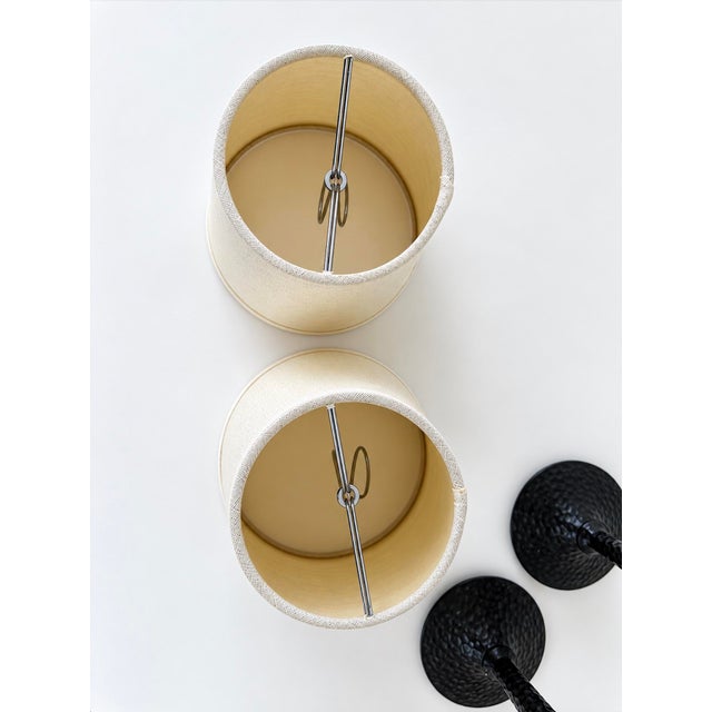 Small Dark Patinated Brass or Bronze Giacometti Style Table Lamps - Pair For Sale - Image 12 of 14