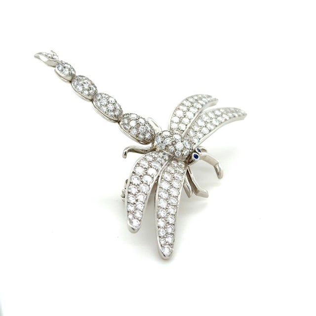 Modern Late 20th Century Rare Tiffany & Co. Platinum and Diamond Dragonfly Enhancer For Sale - Image 3 of 7