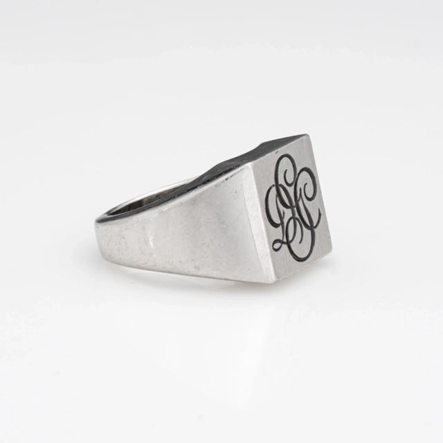 Cartier Vintage Cartier Initial Platinum Square Band Signet Ring Size 6.75 For Sale - Image 4 of 7