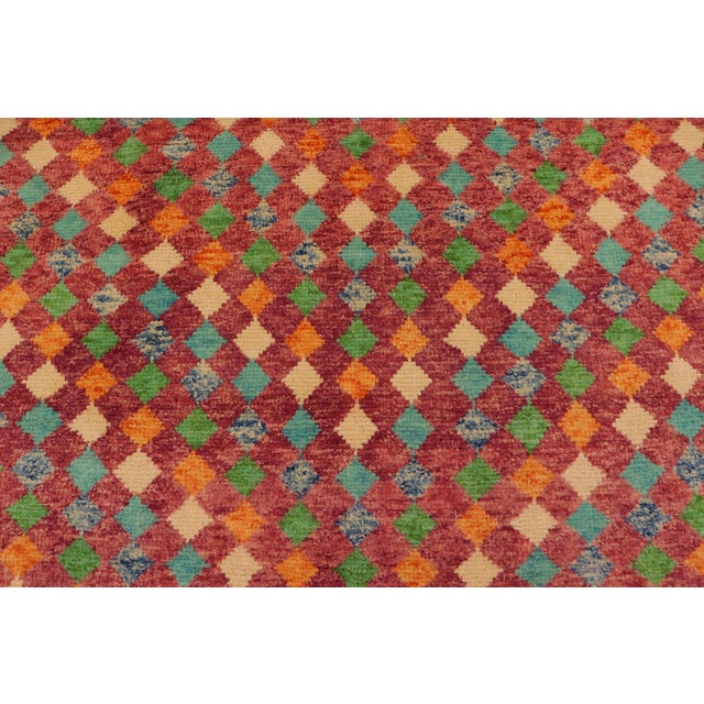 Textile Contemporary Balochi Red/Blue Wool Rug - 5'1''x8'4'' For Sale - Image 7 of 10