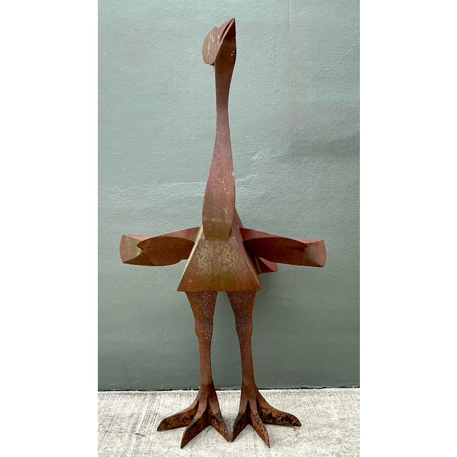 Vintage Monumental Patinated Metal Ostrich Sculpture For Sale - Image 12 of 12
