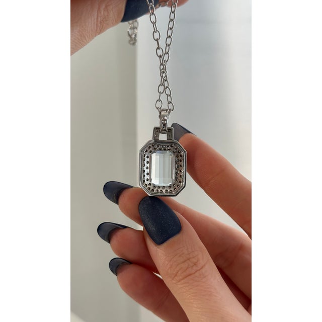 2010s Natural Aquamarine Diamond Necklace 14k Gold 10.45 TCW Certified For Sale - Image 5 of 18