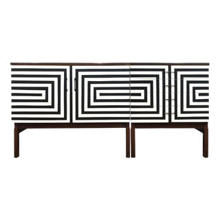 Polish Modular Sideboard with Op Art Motif, 1970, Set of 2 For Sale