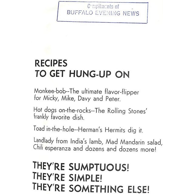 "Singers & Swingers in the Kitchen: The Scene-Makers Cook Book" 1967 Ashley, Roberta For Sale - Image 11 of 12