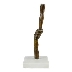 Victor Salmones Bronze and Marble Sculpture Totem, Hands Embracing Surrealist Mexican Modernist, Early 21st Century
