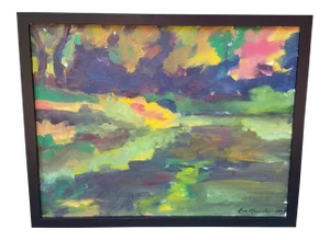 1978 Signed Abstract Expressionist Oil on Canvas Painting, Framed