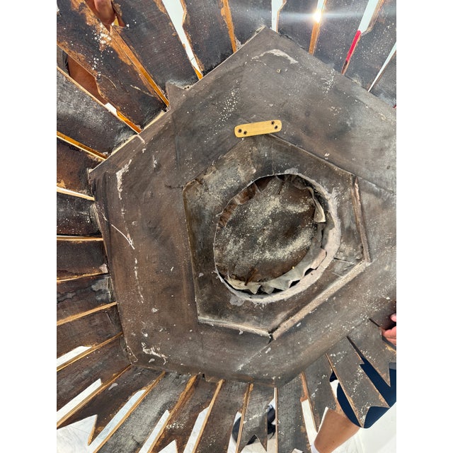 Set of 2, 1970s Vintage Italian Sunburst Gilded Wall Mirror For Sale - Image 9 of 9