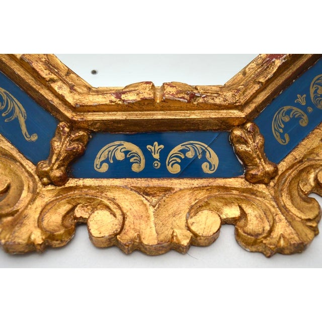 Blue Antique Italian Giltwood Mirrors, 1950s, Set of 2 For Sale - Image 8 of 11