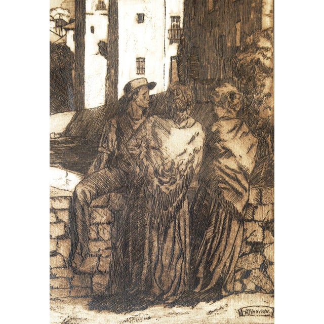Alexandre Petrovich Zinoviev, Street Scene in Spain, 1920s, Drypoint Etching For Sale - Image 6 of 8