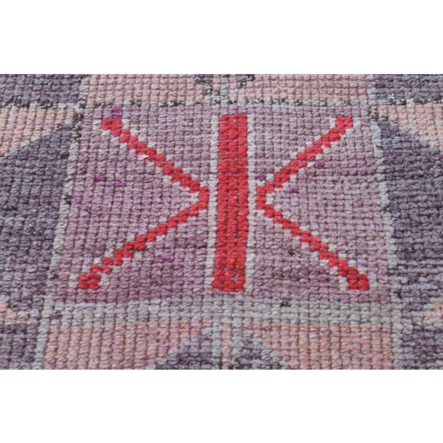 1970s Pink Vintage Turkish Oushak Handmade Wool Tribal Runner Rug For Sale - Image 5 of 11