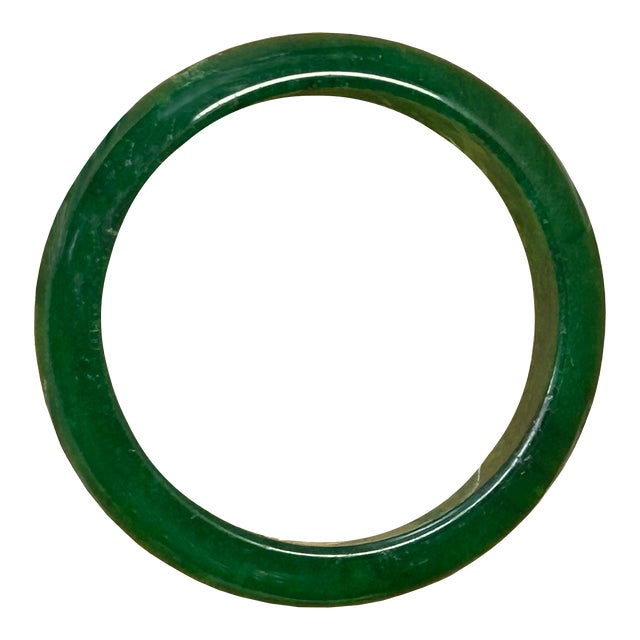2.25" Chinese Natural Mixed Dark Green Jade Stone Bracelet Bangle For Sale