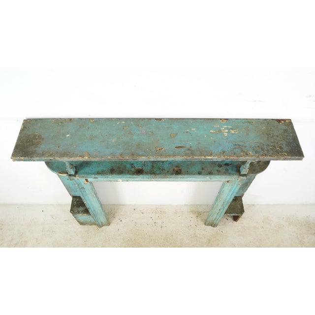 Reclaimed Georgian Distressed Blue Wooden Fireplace Mantel For Sale - Image 10 of 13